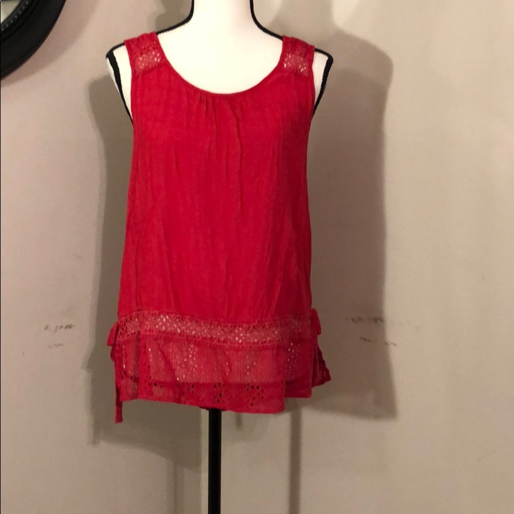 Red Tank with Eyelet detail